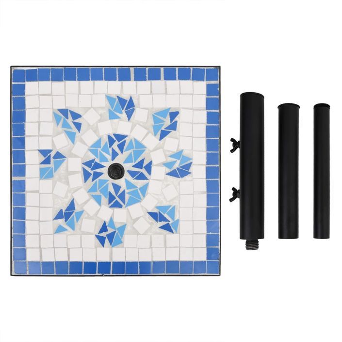 Base de parasol bleu et blanc carré 12 kg - Photo n°5