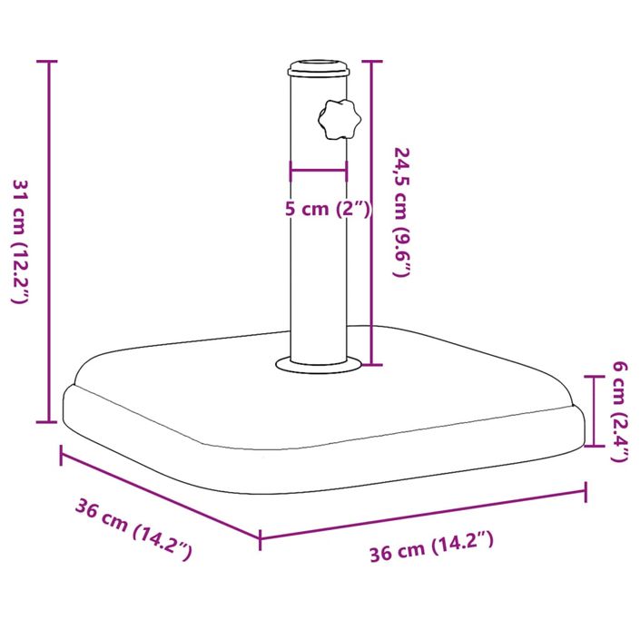 Base de parasol pour mâts Ø32/35/38 mm 11 kg carré - Photo n°9