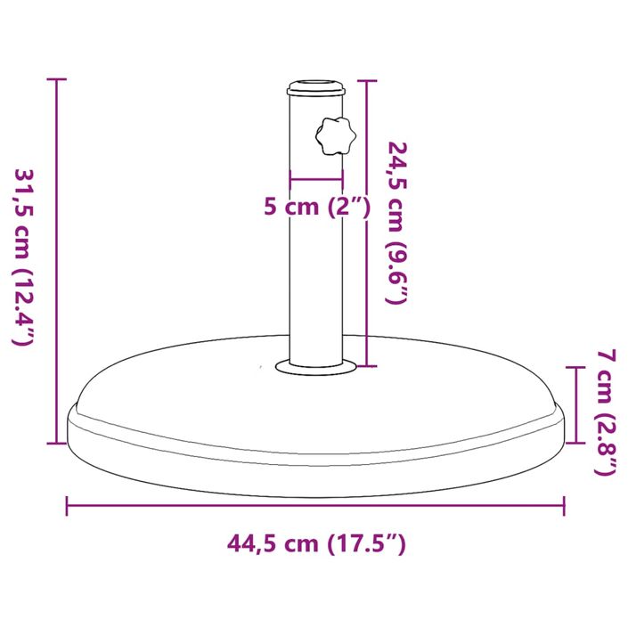 Base de parasol pour mâts Ø32/35/38 mm 15 kg rond - Photo n°9