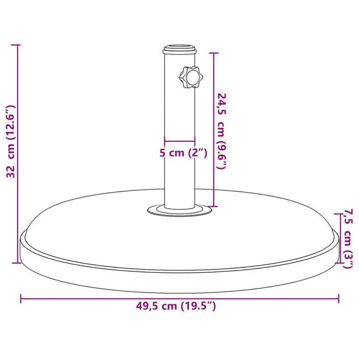 Base de parasol pour mâts Ø32/35/38 mm 25 kg rond - Photo n°9