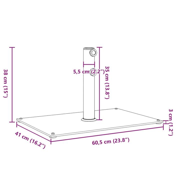 Base de parasol pour mâts Ø32/38/48 mm 15 kg rectangulaire - Photo n°9