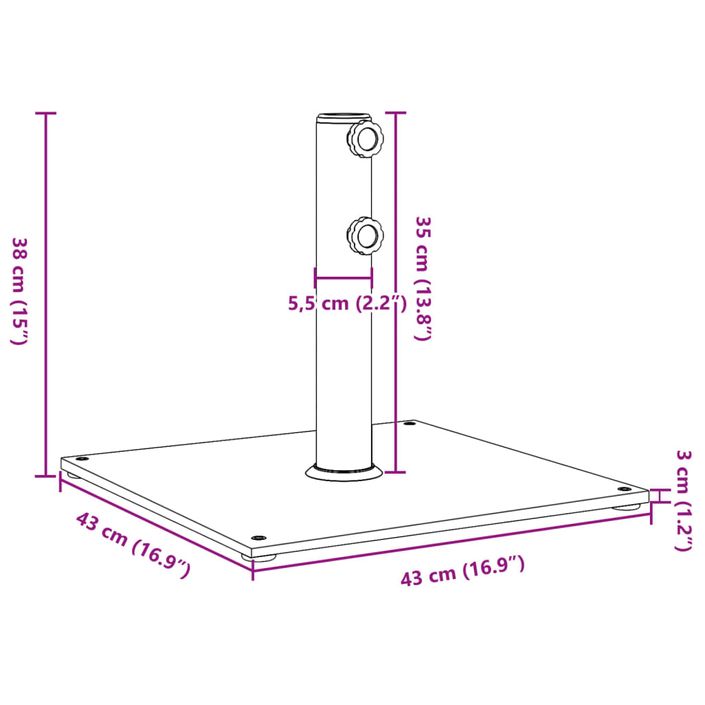 Base de parasol pour mâts Ø32/38/48 mm 17 kg carré - Photo n°9