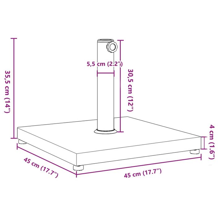 Base de parasol pour mâts Ø32/38/48 mm 18 kg carré - Photo n°9