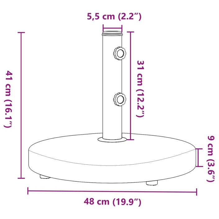 Base de parasol pour mâts Ø32/38/48 mm 25 kg rond - Photo n°9