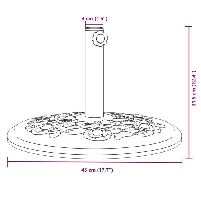 Base de parasol pour mâts Ø38 / 48 mm 12 kg rond - Photo n°8