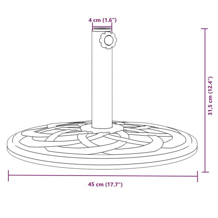 Base de parasol pour mâts Ø38 / 48 mm 12 kg rond - Photo n°8