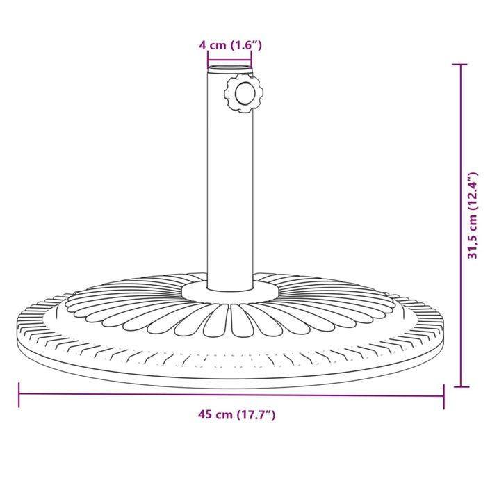 Base de parasol pour mâts Ø38 / 48 mm 12 kg rond - Photo n°8