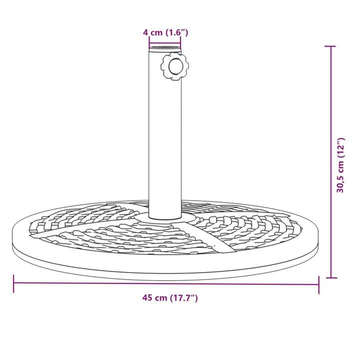 Base de parasol pour mâts Ø38 / 48 mm 12 kg rond - Photo n°8