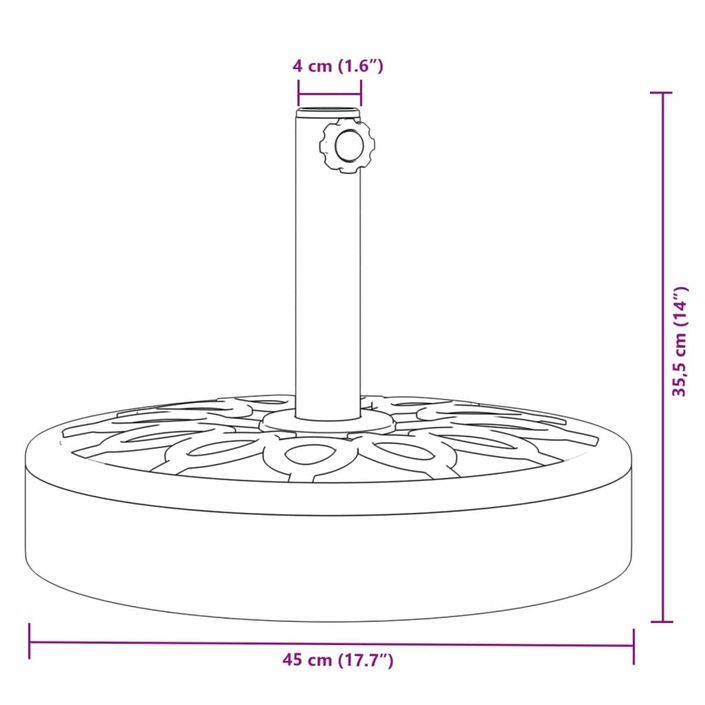 Base de parasol pour mâts Ø38 / 48 mm 25 kg rond - Photo n°8