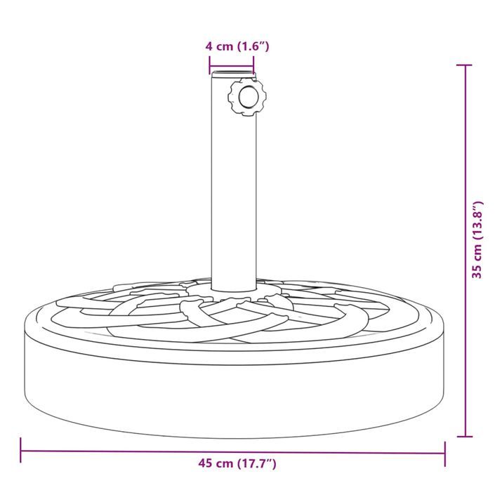 Base de parasol pour mâts Ø38 / 48 mm 25 kg rond - Photo n°8