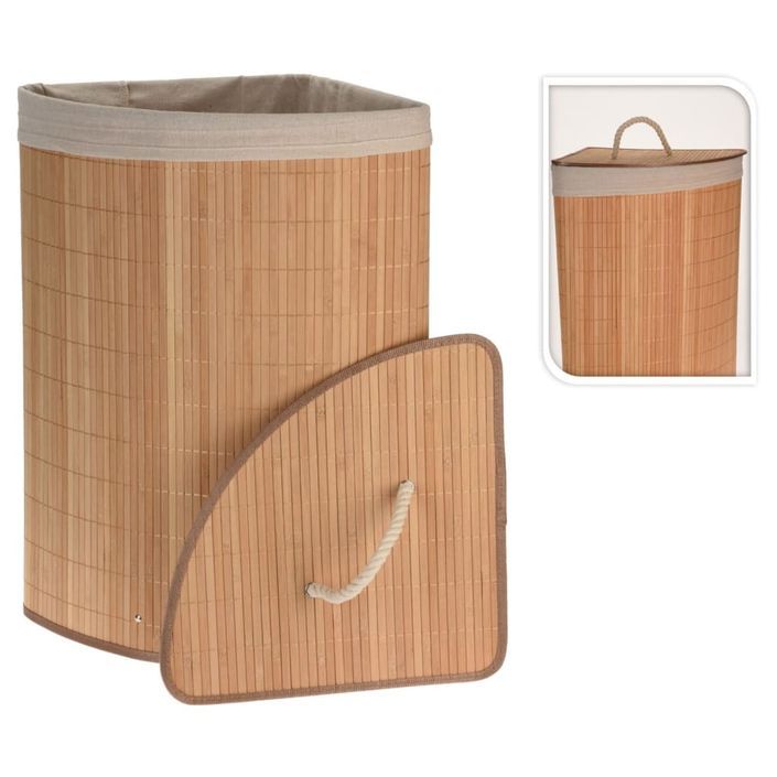 Bathroom Solutions Panier à linge d'angle Bambou - Photo n°1
