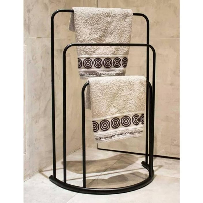 Bathroom Solutions Porte-serviettes debout 49,5x75 cm Métal Noir - Photo n°4