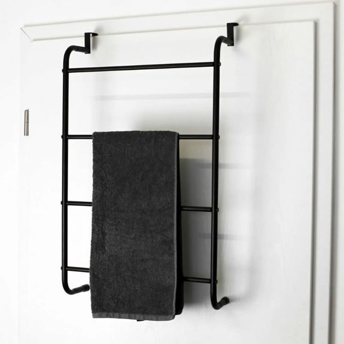 Bathroom Solutions Porte-serviettes suspendu de porte Métal Noir - Photo n°8