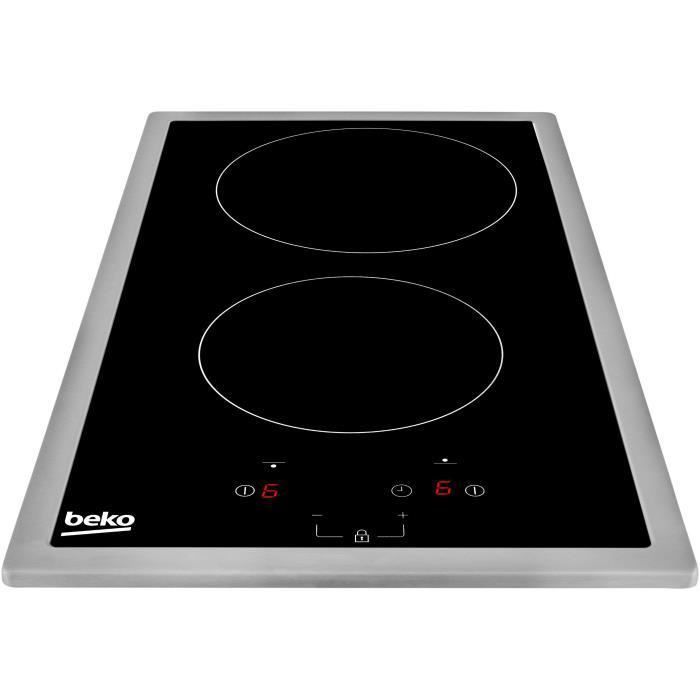 BEKO HDMC32400TX - Table de cuisson vitrocéramique - 2 zones - 3000W - L28,8 x P57cm - Revetement verre - Noir - Photo n°1