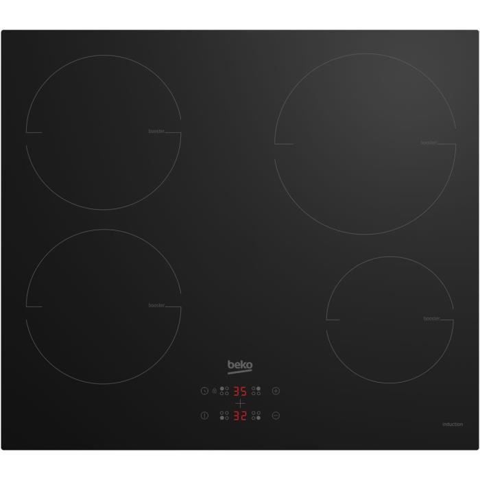 BEKO - HII64400MT - Table de cuisson 60 cm - 4 Inductions - Commandes tactiles et centralisées - Noir - Photo n°1