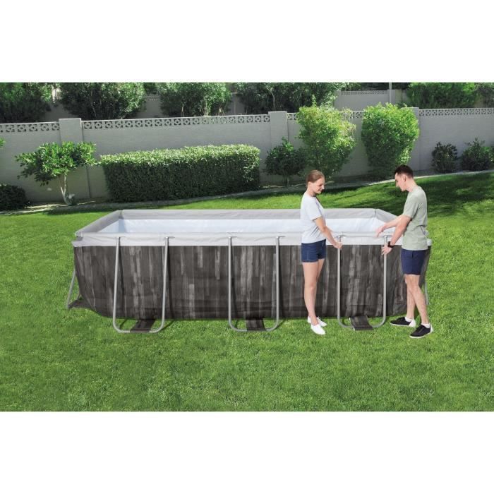 BESTWAY Kit Piscine hors sol et accessoires Power Steel 404 x 201 x 100 cm, filtre a sable, échelle, diffuseur Chemconnect - Photo n°2