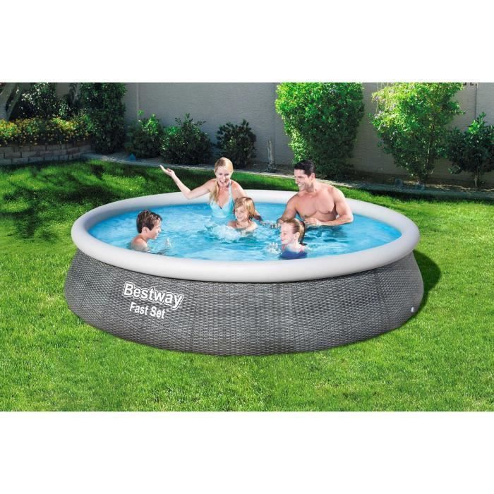 BESTWAY Piscine hors sol Fast Set - 396 x 84 cm - Gris - Photo n°1