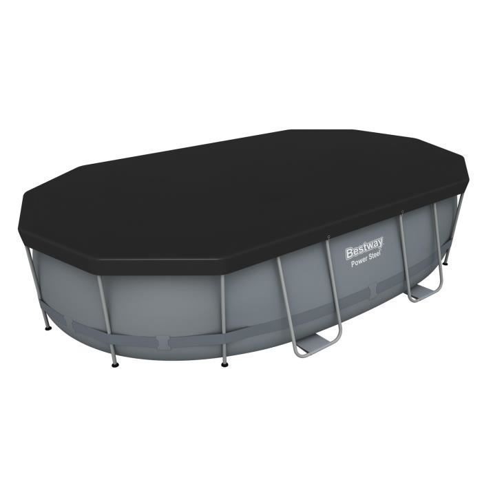 BESTWAY Piscine Hors-sol Power Steel Tubulaire - Ovale - 488 x 305 x 107 cm - Épurateur a Cartouche de 3 028 L/H - Bâche et Échelle - Photo n°3