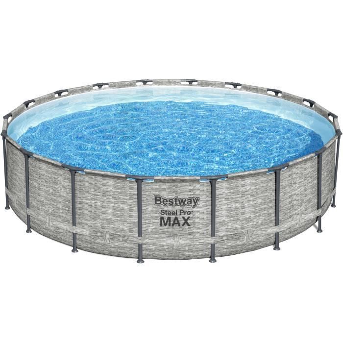 BESTWAY Piscine hors sol Steel Pro Max - Motif pierres grises, 549 x 122 cm, systeme FrameLink - Photo n°1