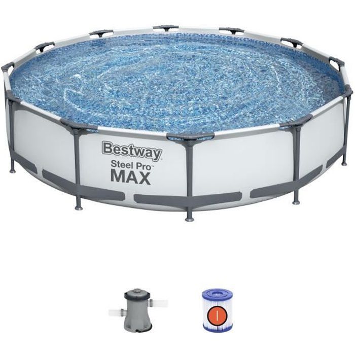 BESTWAY Piscine hors sol Steel Pro Max - Ronde - Diametre 366 x 76 cm, filtre a cartouche - Photo n°1