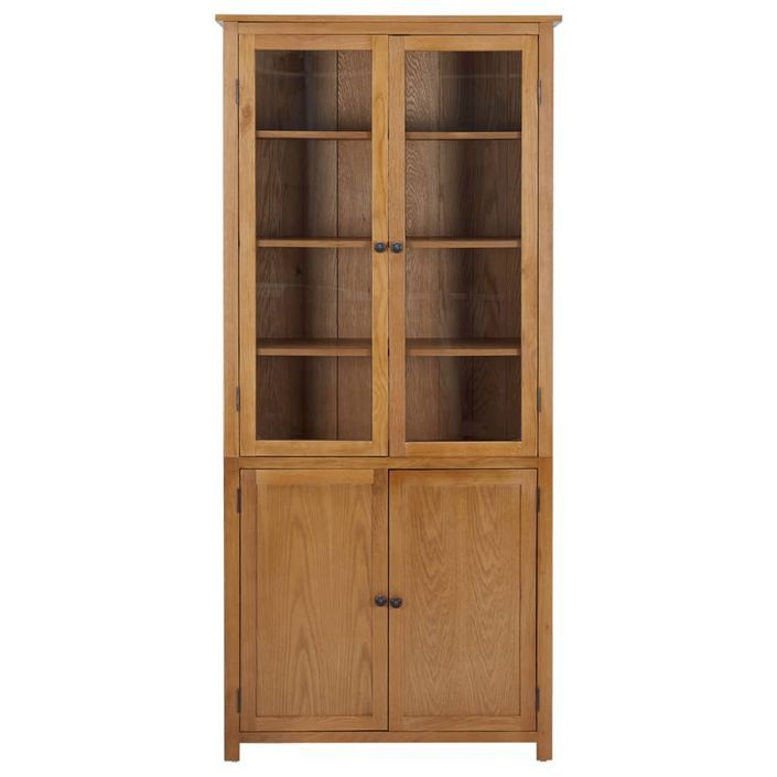 Bibliothèque avec 4 portes 90x35x200 cm Bois de chêne et verre - Photo n°3