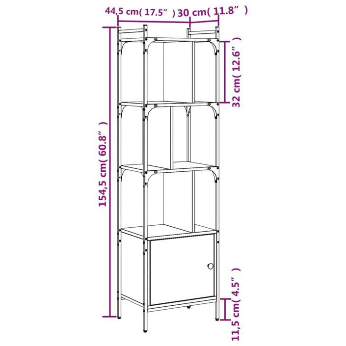 Bibliothèque avec porte sonoma gris 44,5x30x154,5 cm - Photo n°10