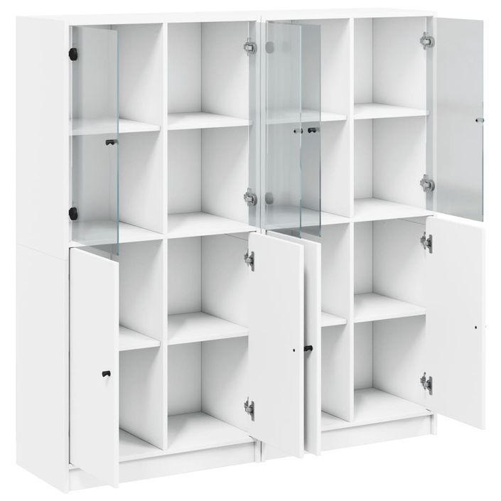 Bibliothèque avec portes blanc 136x37x142 cm bois d'ingénierie - Photo n°6