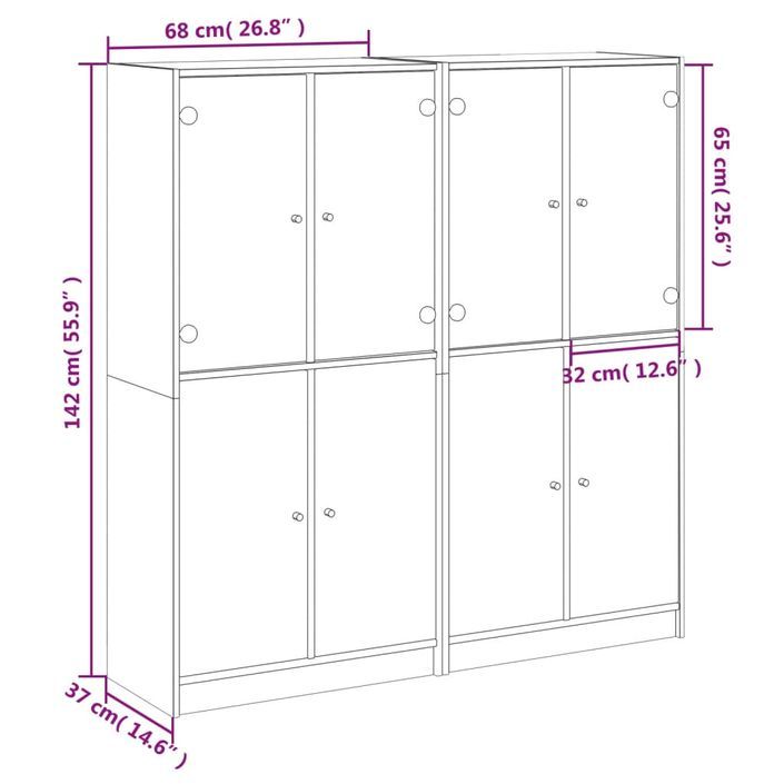 Bibliothèque avec portes blanc 136x37x142 cm bois d'ingénierie - Photo n°12