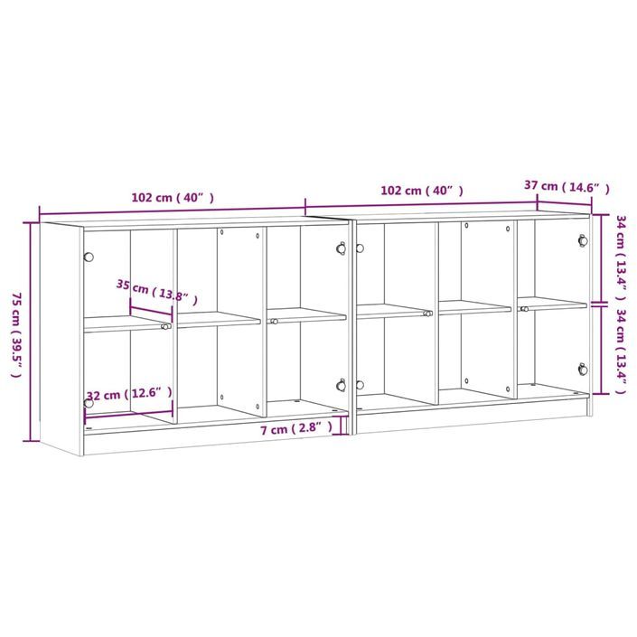 Bibliothèque avec portes blanc 204x37x75 cm bois d'ingénierie - Photo n°11