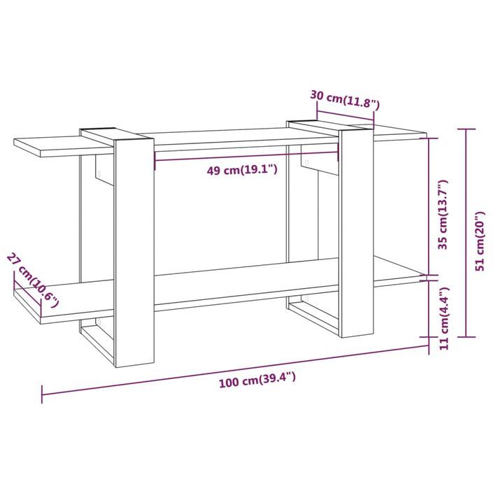 Bibliothèque Blanc 100x30x51 cm Bois d'ingénierie - Photo n°6