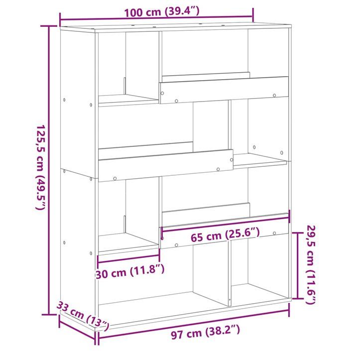 Bibliothèque blanc 100x33x125,5 cm bois d'ingénierie - Photo n°9