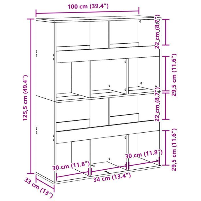 Bibliothèque blanc 100x33x125,5 cm bois d'ingénierie - Photo n°9