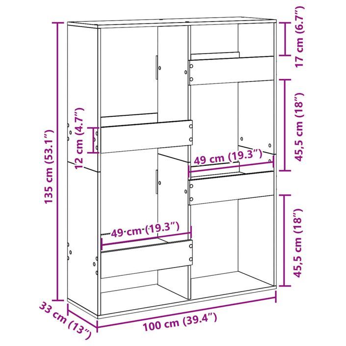 Bibliothèque blanc 100x33x135 cm bois d'ingénierie - Photo n°9