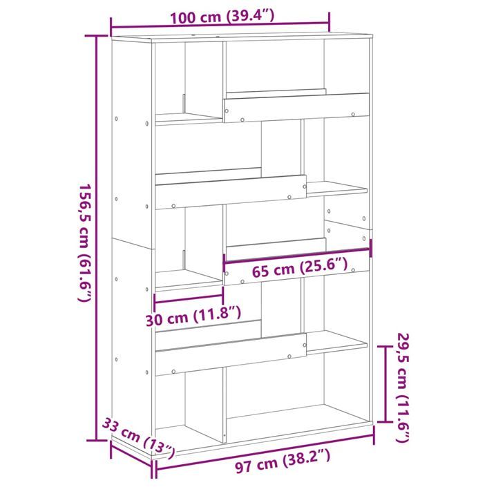 Bibliothèque blanc 100x33x156,5 cm bois d'ingénierie - Photo n°9