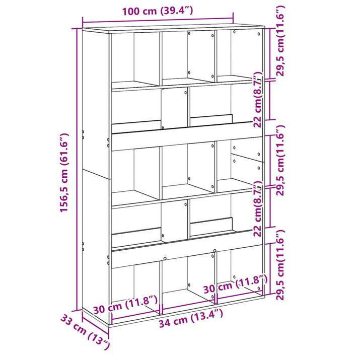 Bibliothèque blanc 100x33x156,5 cm bois d'ingénierie - Photo n°9