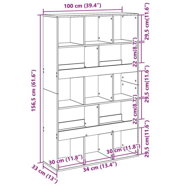 Bibliothèque blanc 100x33x156,5 cm bois d'ingénierie - Photo n°9