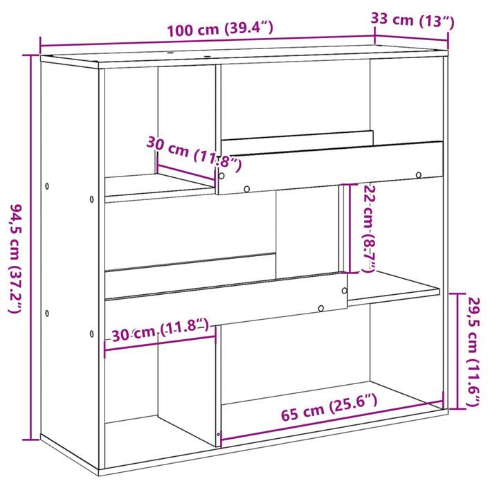 Bibliothèque blanc 100x33x94,5 cm bois d'ingénierie - Photo n°9