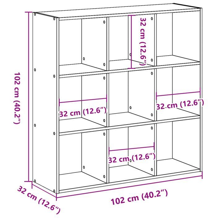 Bibliothèque blanc 102x32x102 cm bois d'ingénierie - Photo n°9