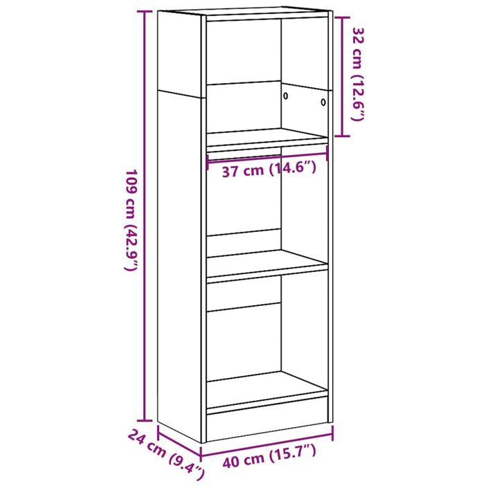 Bibliothèque blanc 40x24x109 cm bois d'ingénierie - Photo n°9