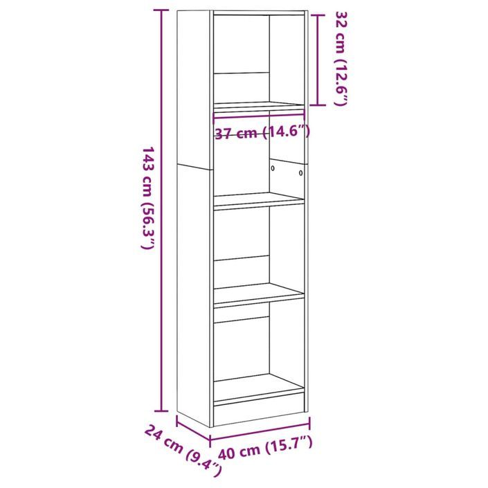 Bibliothèque blanc 40x24x143 cm bois d'ingénierie - Photo n°9