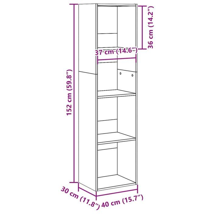 Bibliothèque blanc 40x30x152 cm bois d'ingénierie - Photo n°9