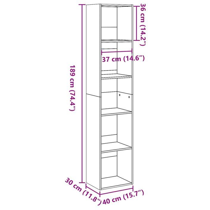 Bibliothèque blanc 40x30x189 cm bois d'ingénierie - Photo n°9