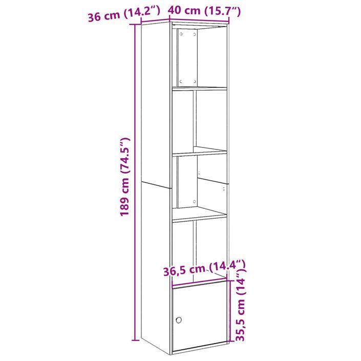 Bibliothèque blanc 40x36x189 cm bois d'ingénierie - Photo n°9