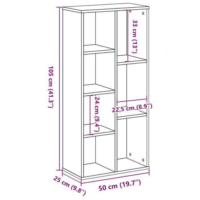 Bibliothèque blanc 50x25x105 cm bois d'ingénierie - Photo n°9