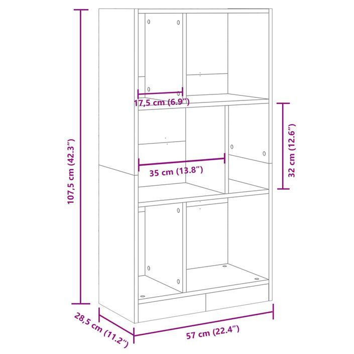 Bibliothèque blanc 57x28,5x107,5 cm bois d'ingénierie - Photo n°9