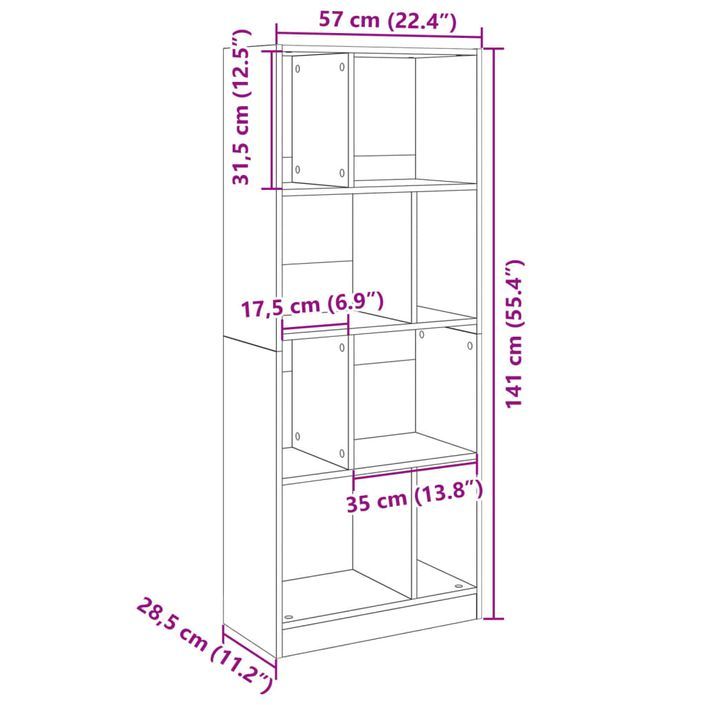 Bibliothèque blanc 57x28,5x141 cm bois d'ingénierie - Photo n°10