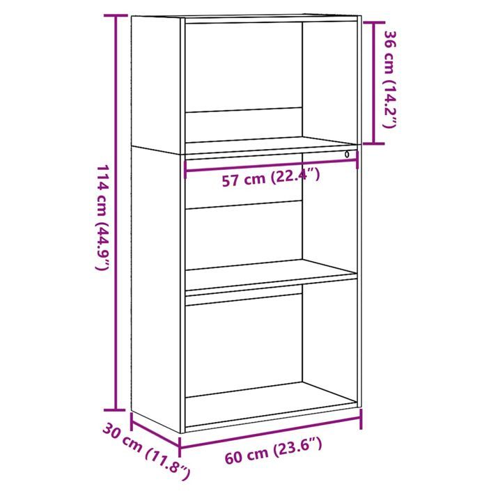 Bibliothèque blanc 60x30x114 cm bois d'ingénierie - Photo n°9