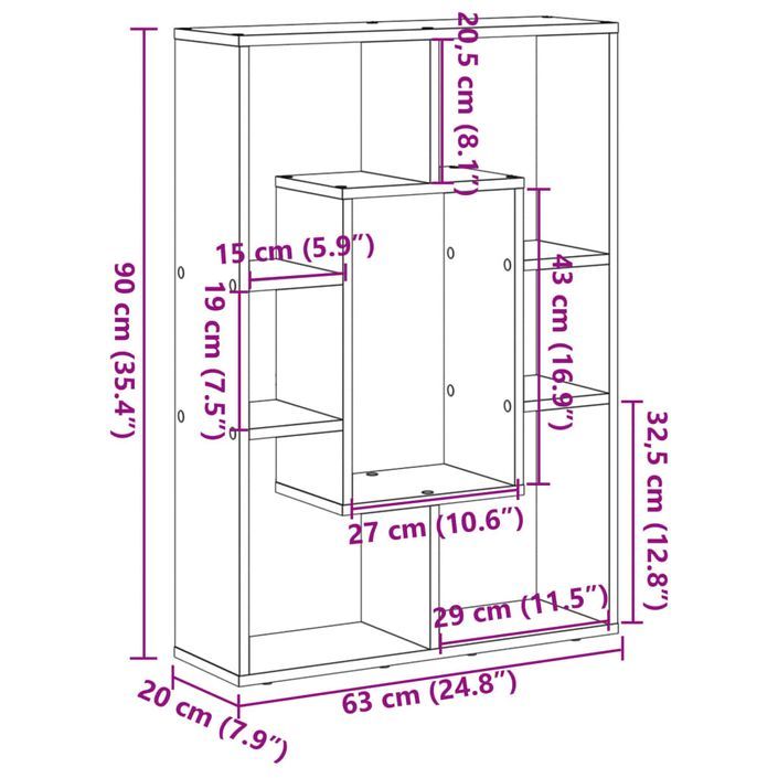 Bibliothèque blanc 63x20x90 cm bois d'ingénierie - Photo n°11