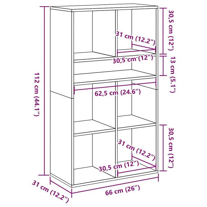 Bibliothèque blanc 66x31x112 cm bois d'ingénierie - Photo n°9