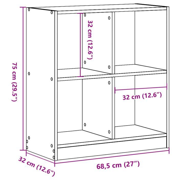 Bibliothèque blanc 68,5x32x75 cm bois d'ingénierie - Photo n°9